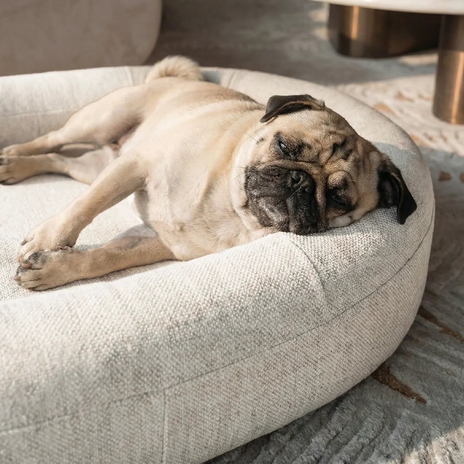 Chill Pill Memory Foam Dog Bed Beige Small — Orthopedic Pet Couch, Joint Support for Small Dogs, Washable Removable Cover, Calming Donut Bed for Anxiety - View 6