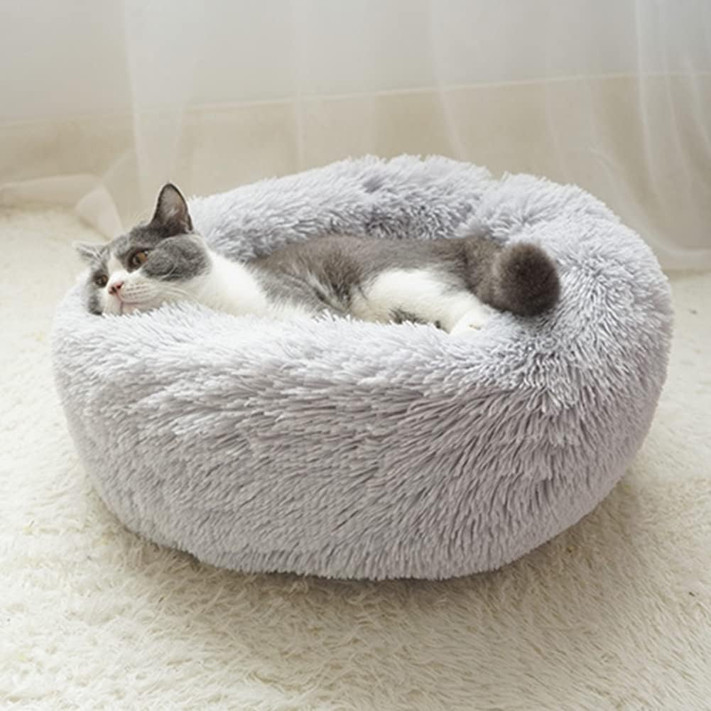 Calming Pet Bed — Self-Warming Dog Cat Couch, Anti-Anxiety Plush Donut Bed, Cozy Nest for Small Medium Pets, Machine Washable Comfort Bed - View 2