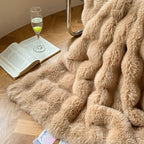 Faux Rabbit Fur Blanket Plush Luxury Faux Fur Throw Soft Fluffy Bed Cover Cozy Winter Blanket Decorative Home Accent - View 3