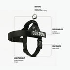 Personalized Dog Harness Black — Adjustable No-Pull Pet Vest, Soft Padded Walking Harness for Small Medium Dogs, Reflective Safety Strap, Comfort Fit - View 2