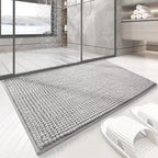 Chenille Bathroom Rug — Super Absorbent Bath Mat Thick Non-Slip Shower Rug Soft Microfiber Floor Mat Machine Washable Ba - View 2
