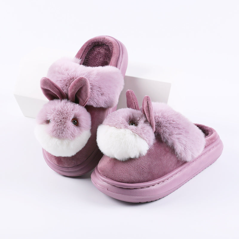 Bunny Face Plush Slippers — Cozy House Shoes, Fuzzy Indoor Footwear, Women's Bedroom Slipper, Cute Animal Design - View 3