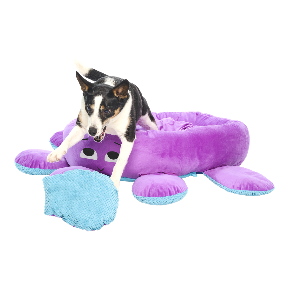 Ollie the Octopus Dog Bed — Fun Novelty Pet Couch, Soft Plush Donut Bed for Small Dogs, Unique Octopus Design Dog Bed, Machine Washable Comfort Bed - View 2