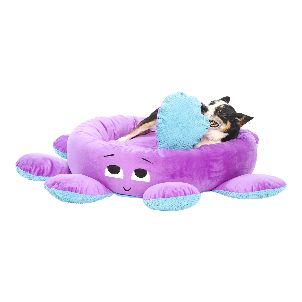 Ollie the Octopus Dog Bed — Fun Novelty Pet Couch, Soft Plush Donut Bed for Small Dogs, Unique Octopus Design Dog Bed, Machine Washable Comfort Bed - View 3