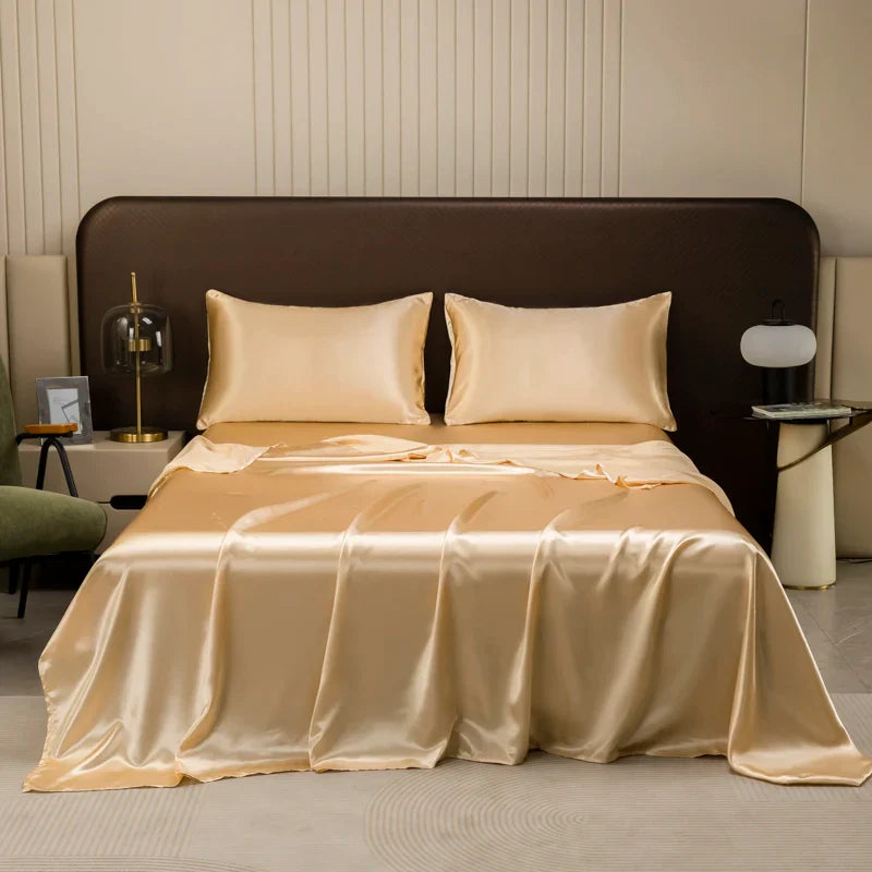 Luxury Satin Sheets — Silky Bedding Set with Pillowcases Queen Satin Sheet Set Soft Satin Bed Sheets Smooth Sleep Sheets - View 2