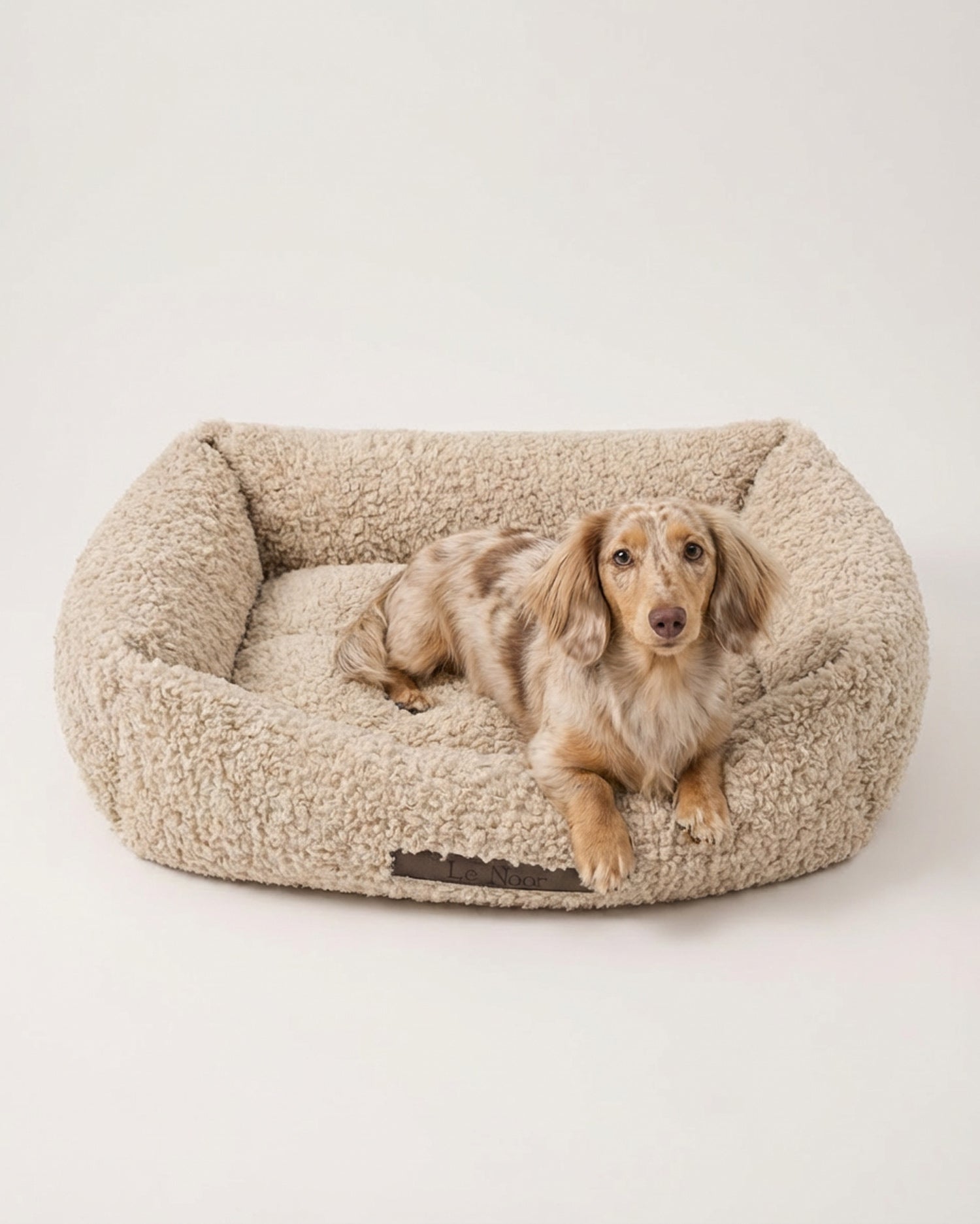 Beige Teddy Sofa Dog Bed — Plush Faux Fur Pet Couch, Orthopedic Support for Small Medium Dogs, Washable Removable Cover, Luxury Indoor Pet Furniture - View 3