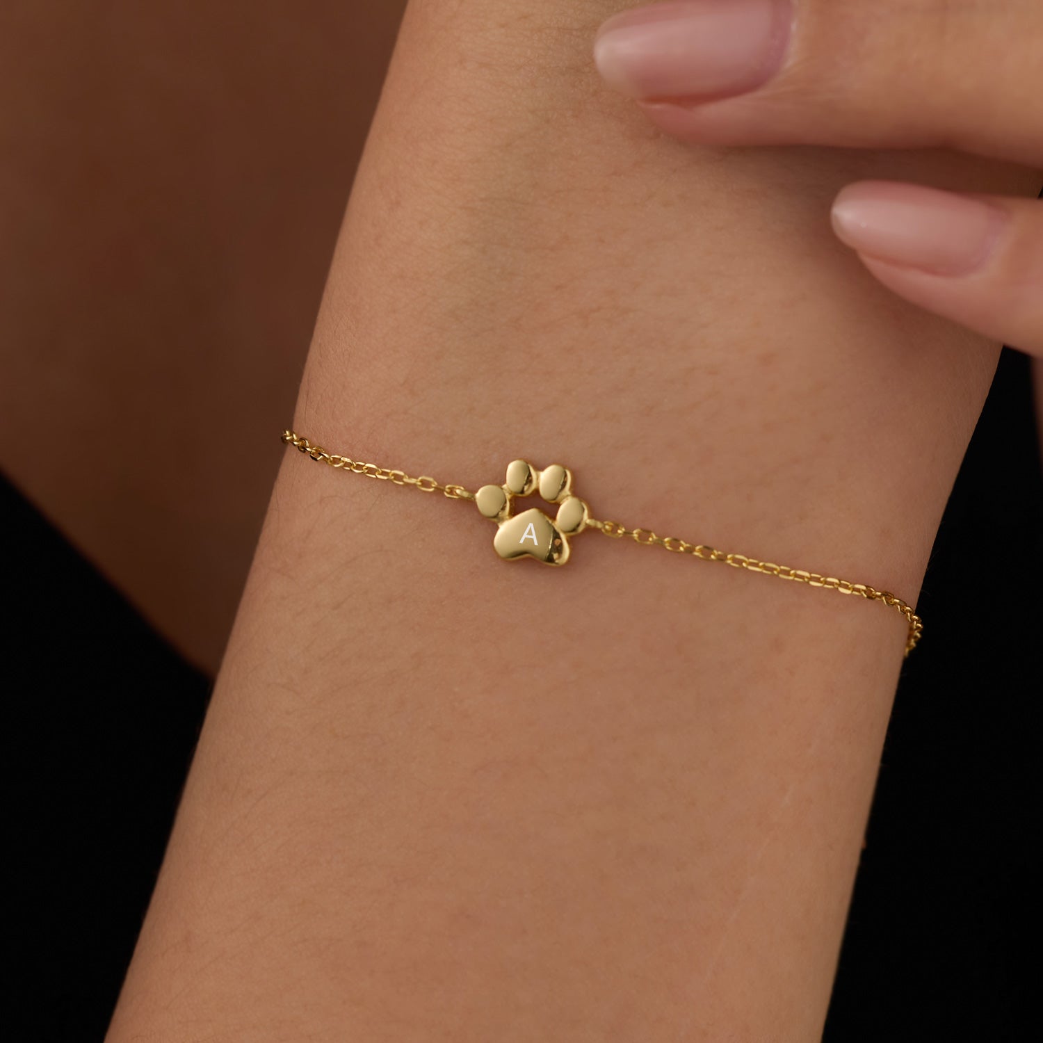 Teeny Tiny Paw Bracelet — Sterling Silver Pet Paw Print Jewelry, Adjustable Chain Dog Cat Lover Gift, Minimalist Animal Print Bracelet, Delicate Everyday Accessory - View 3