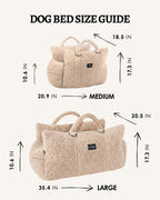 Beige Teddy Travel Car Dog Bed — Plush Portable Pet Bed, Soft Cushion for Small Medium Dogs, Luxury Car Seat Bed with Handle, Washable Travel Accessory - View 6