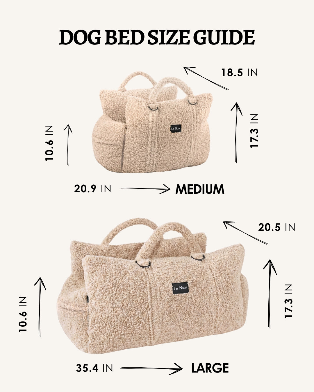 Beige Teddy Travel Car Dog Bed — Plush Portable Pet Bed, Soft Cushion for Small Medium Dogs, Luxury Car Seat Bed with Handle, Washable Travel Accessory - View 6