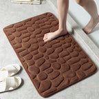 Cobblestone Quick-Dry Coral Bath Mat — Non Slip Bathroom Rug, Absorbent Stone Floor Mat, Diatomaceous Shower Mat - View 5