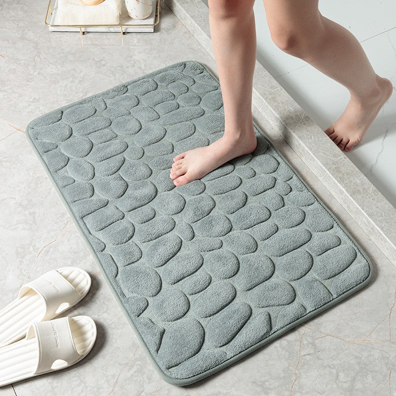 Cobblestone Quick-Dry Coral Bath Mat — Non Slip Bathroom Rug, Absorbent Stone Floor Mat, Diatomaceous Shower Mat - View 3