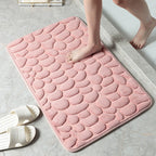Cobblestone Quick-Dry Coral Bath Mat — Non Slip Bathroom Rug, Absorbent Stone Floor Mat, Diatomaceous Shower Mat - View 6