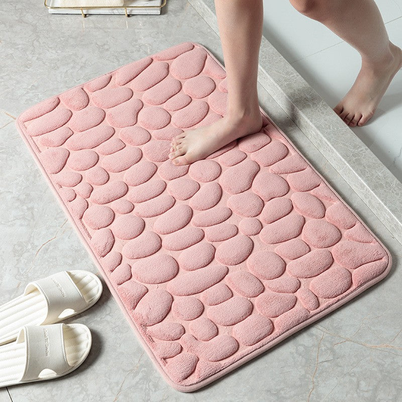Cobblestone Quick-Dry Coral Bath Mat — Non Slip Bathroom Rug, Absorbent Stone Floor Mat, Diatomaceous Shower Mat - View 6