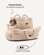 Beige Teddy Travel Car Dog Bed — Plush Portable Pet Bed, Soft Cushion for Small Medium Dogs, Luxury Car Seat Bed with Handle, Washable Travel Accessory - View 5