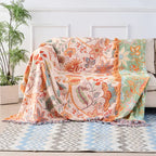 Bohemian Bloom Cotton Couch Cover Boho Throw Blanket Sofa Protector Reversible Home Decor Farmhouse Style - View 2