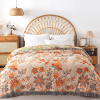 Bohemian Bloom Cotton Couch Cover Boho Throw Blanket Sofa Protector Reversible Home Decor Farmhouse Style - View 3