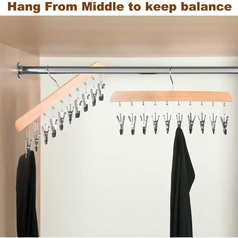 10-Clip Closet Hanger — Space-Saving Organizer
