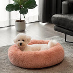 Round Dog Bed — Cozy Donut Cuddler for Small Medium Dogs, Plush Bolster Nest Bed, Anti-Anxiety Calming Pet Bed, Machine Washable Comfort Sleep Bed - View 2