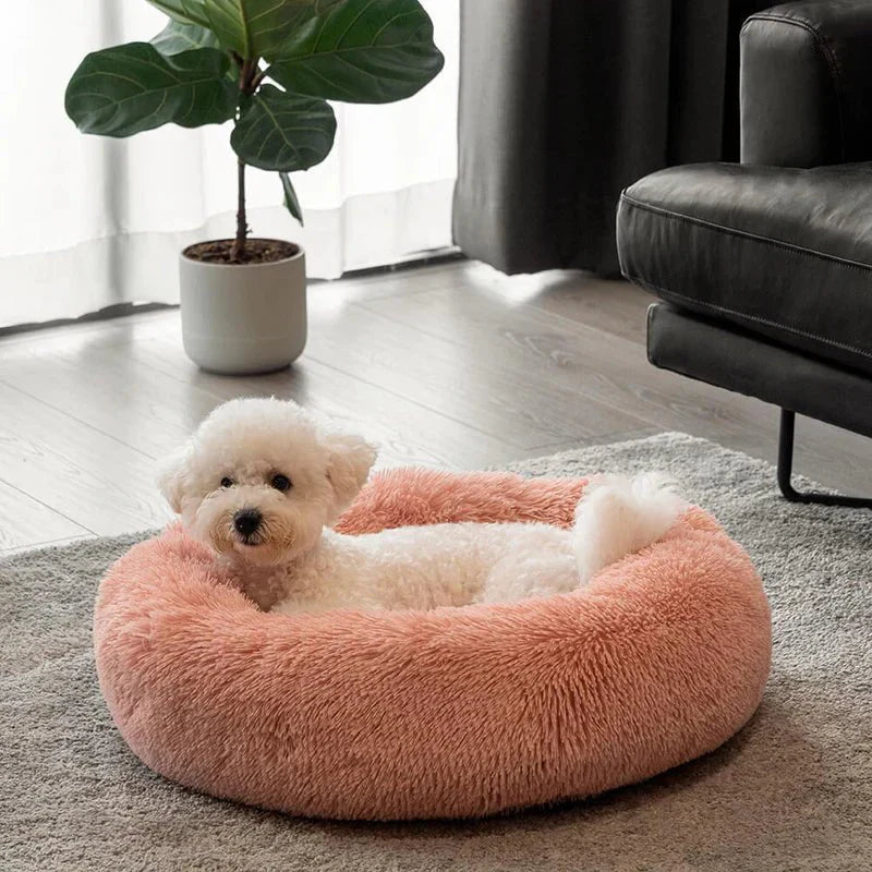 Round Dog Bed — Cozy Donut Cuddler for Small Medium Dogs, Plush Bolster Nest Bed, Anti-Anxiety Calming Pet Bed, Machine Washable Comfort Sleep Bed - View 2