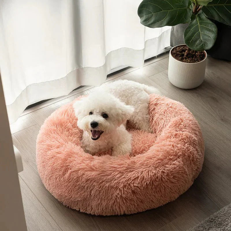 Round Dog Bed — Cozy Donut Cuddler for Small Medium Dogs, Plush Bolster Nest Bed, Anti-Anxiety Calming Pet Bed, Machine Washable Comfort Sleep Bed - View 4
