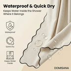 Scalloped Linen Bathroom Shower Curtain — Fabric Bath Decor, Water-Resistant Liner, Modern Farmhouse, Ring-Free Hookless - View 3