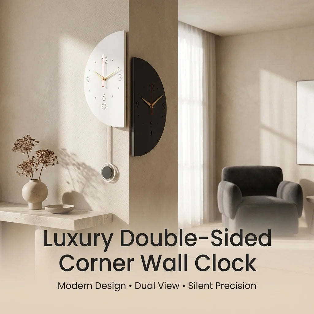 Luxury Dual-Sided Corner Wall Clock — Double Face Clock Indoor Outdoor Retro Wall Clock for Home Decor Silent Non-Tickin - View 6