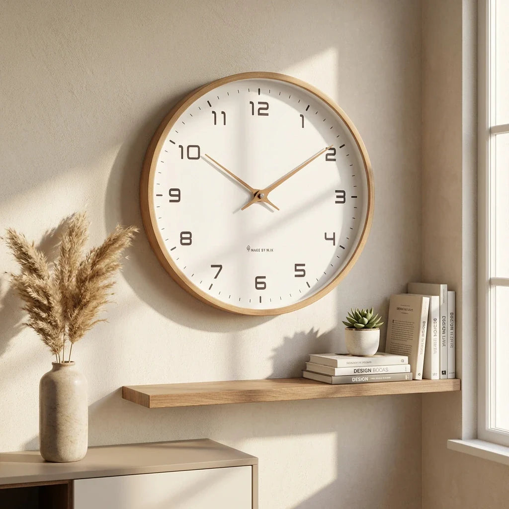 Modern Wooden Wall Clock — Silent Non-Ticking Wall Clock Minimalist Home Decor Living Room Bedroom Clock Battery Operate - View 2