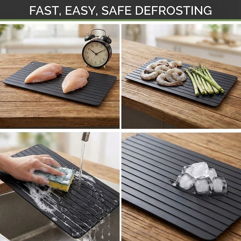 InstaDefrost Aluminum Tray — Rapid Thawing Board, Defrost Plate for Meat, Quick Kitchen Tool, Fast Frozen Food Thawer - View 4