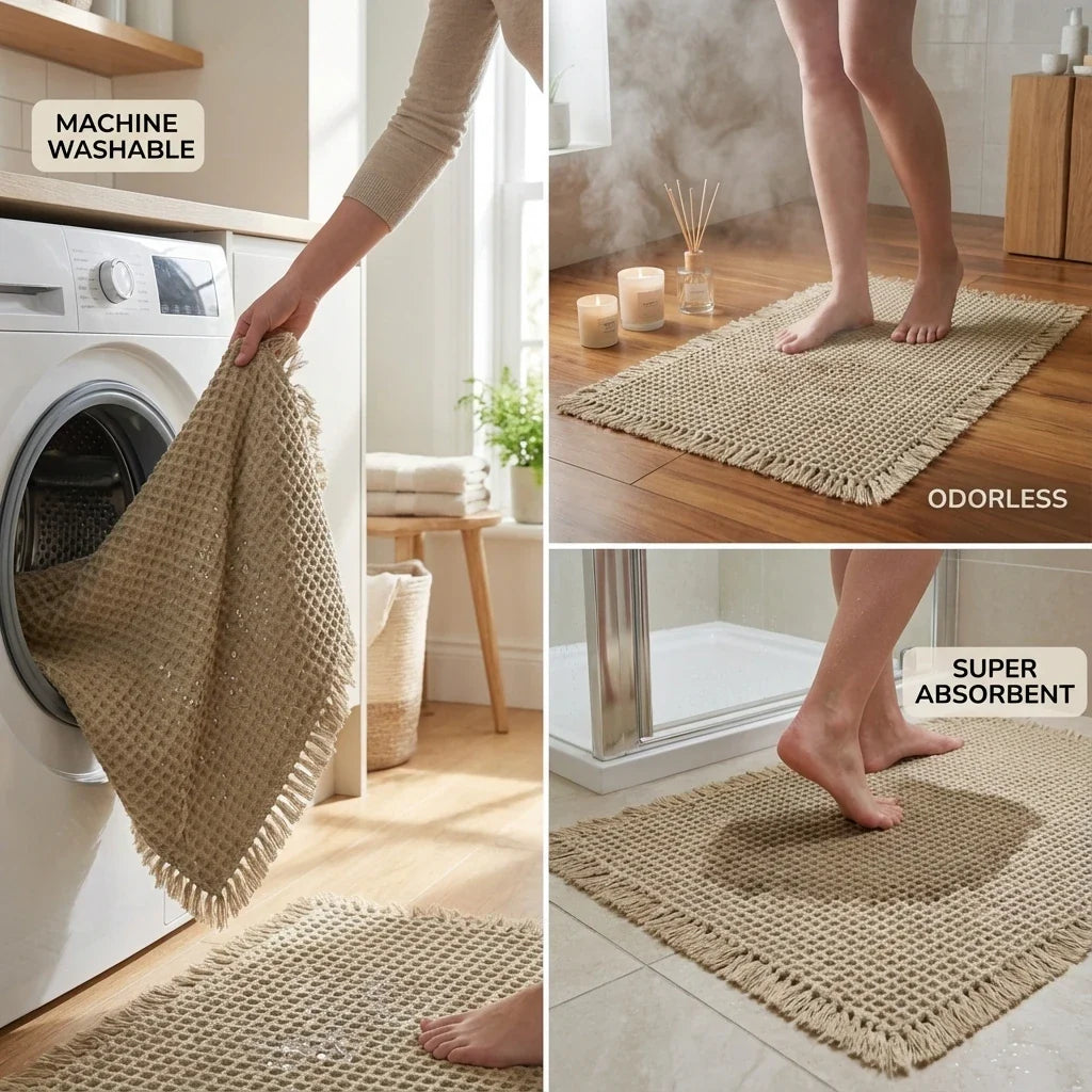 QuickDry Waffle Bath Mat - Super Absorbent