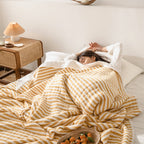 Striped Cotton Quilt Japanese Inspired Lightweight Summer Bedspread Reversible Coverlet Boho Striped Throw Twin Blanket - View 3