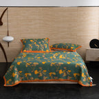 Ginkgo Cotton Quilt Eco-Friendly Reversible Botanical Bedspread Nature Coverlet Organic Cotton Throw Leaf Print Bedding - View 2