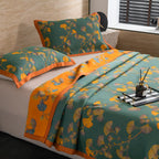 Ginkgo Cotton Quilt Eco-Friendly Reversible Botanical Bedspread Nature Coverlet Organic Cotton Throw Leaf Print Bedding - View 6