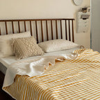 Striped Cotton Quilt Japanese Inspired Lightweight Summer Bedspread Reversible Coverlet Boho Striped Throw Twin Blanket - View 2