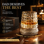 360° Rotating Whiskey Glass Tumbler — Spinning Bourbon Glass, Bar Gift, Lead-Free Crystal, Whiskey Lover Novelty - View 2