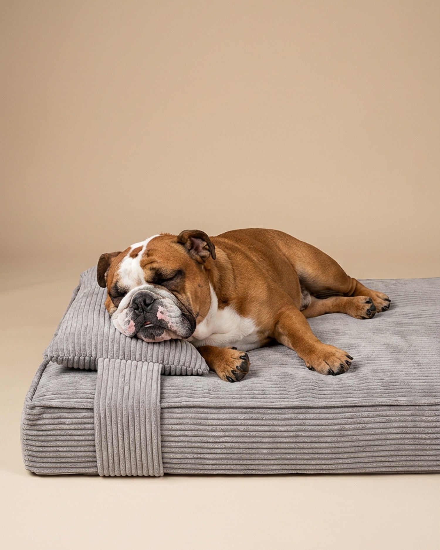 Grey Corduroy Orthopedic Dog Bed — Memory Foam Pet Couch, Joint Support for Senior Dogs, Washable Removable Cover, Luxury Comfort Bed for Medium Dogs - View 2