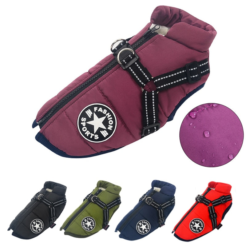 waterproof dog jacket harness 2 in 1