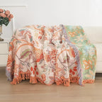 Bohemian Bloom Cotton Couch Cover Boho Throw Blanket Sofa Protector Reversible Home Decor Farmhouse Style - View 4