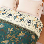 Cotton Throw Blanket Reversible Bird — Sofa Cover, Decorative Blanket, Farmhouse Throw, Living Room Accent - View 5