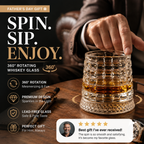 360° Rotating Whiskey Glass Tumbler — Spinning Bourbon Glass, Bar Gift, Lead-Free Crystal, Whiskey Lover Novelty - View 3