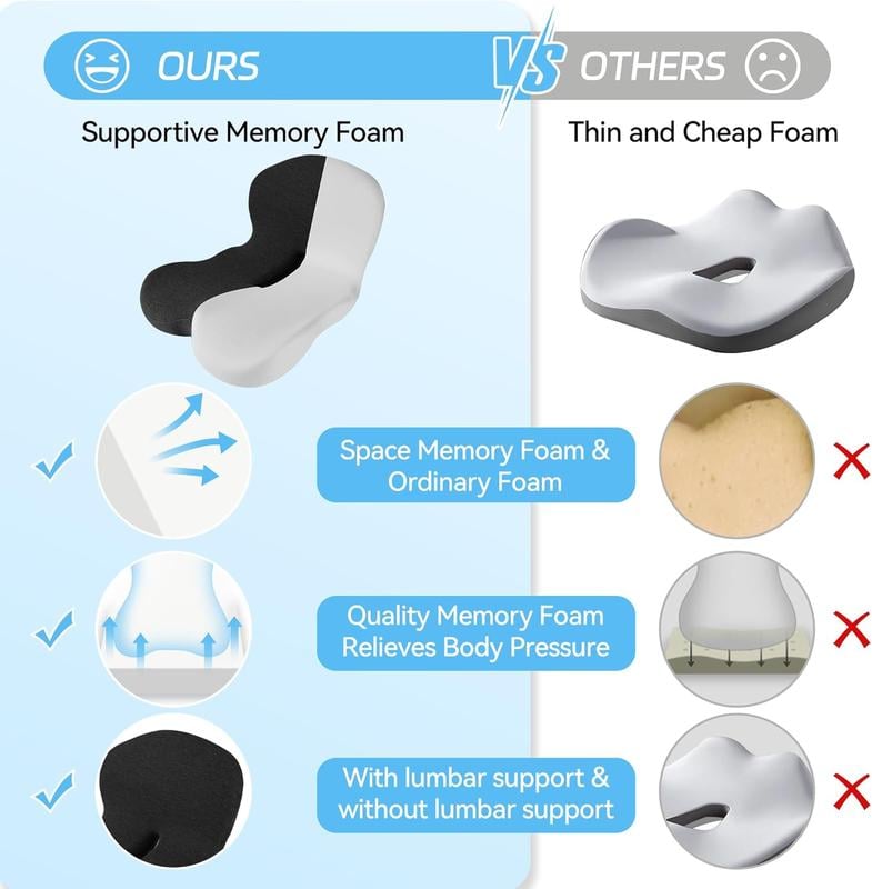 Non-Slip Memory Foam Car Seat Cushion — Ergonomic