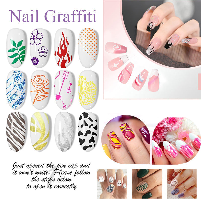 12-Color Nail Art Pens Set