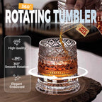 360° Rotating Whiskey Glass Tumbler — Spinning Bourbon Glass, Bar Gift, Lead-Free Crystal, Whiskey Lover Novelty - View 5