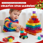 Magnetic Building Block Set STEM Construction Toy Kids Educational Tiles Creative Stacking Preschool Learning - View 3