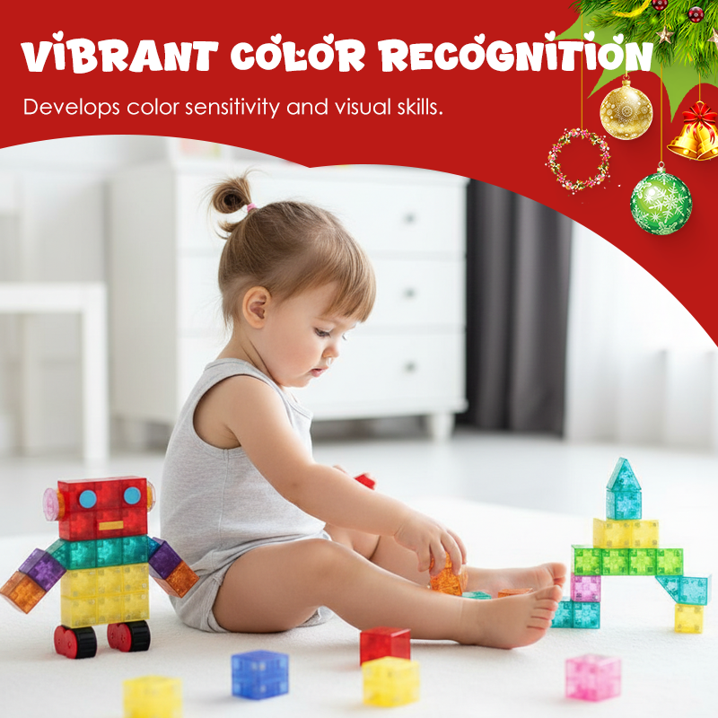 Magnetic Building Block Set STEM Construction Toy Kids Educational Tiles Creative Stacking Preschool Learning - View 6