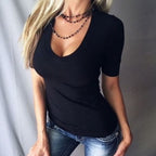 Women's Summer Deep V-Neck Slim Tops