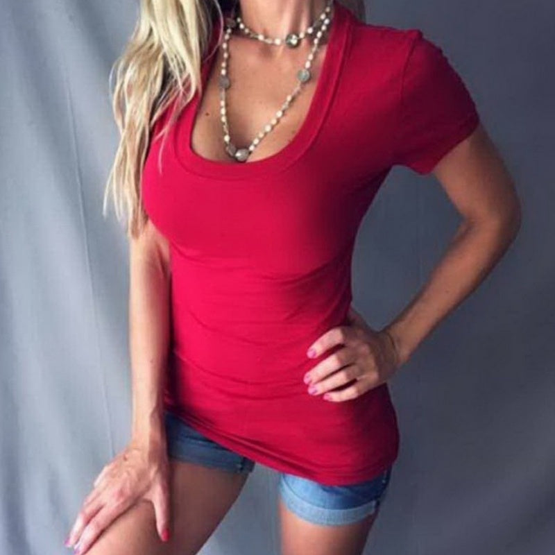 Women's Summer Deep V-Neck Slim Tops