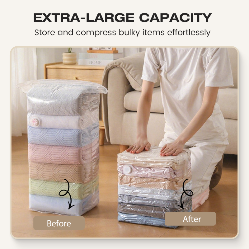 No-Pump Vacuum Storage Bags — Space-Saving Set