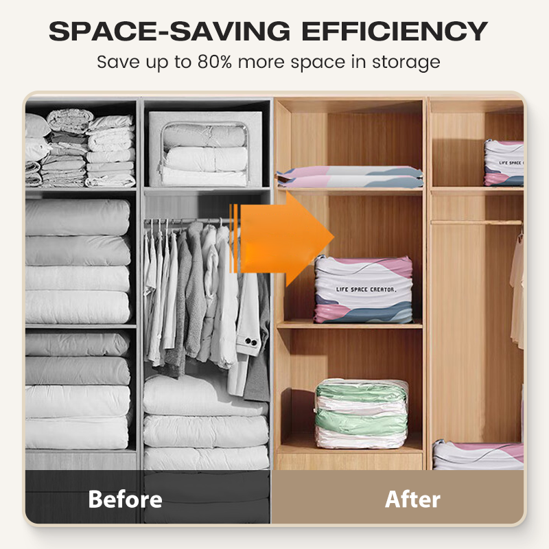 No-Pump Vacuum Storage Bags — Space-Saving Set