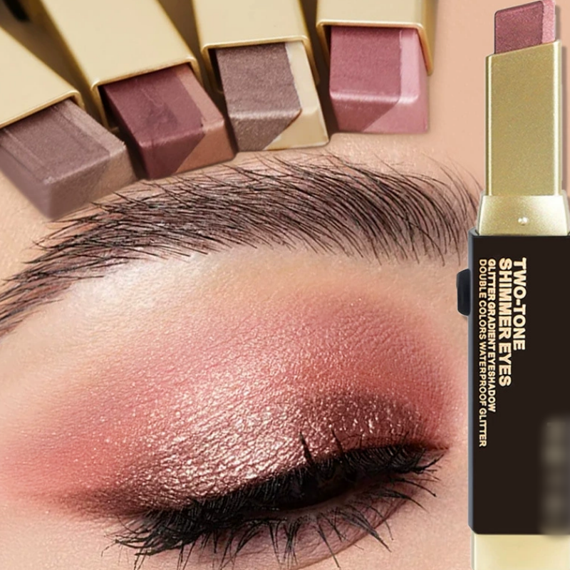 Waterproof Shimmer Two-Tone Eye Stick — Dual-Color Eyeshadow, Long-Lasting Makeup, Crease-Proof, Smudge-Proof - View 3