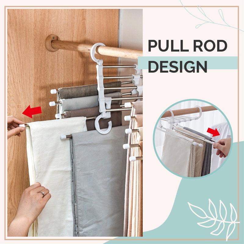 Telescopic Folding Pants Storage Rack Closet Organizer Multifunctional Hanger Space-Saving Adjustable Wardrobe - View 2